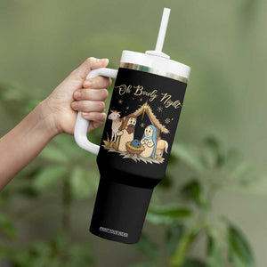 Funny Christmas Bowling Tumbler With Handle Oh Bowly Night Nativity Scene Bowling Pins TS11 Print Your Wear