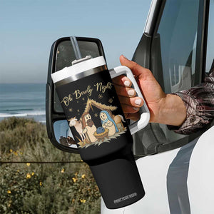 Funny Christmas Bowling Tumbler With Handle Oh Bowly Night Nativity Scene Bowling Pins - Print Your Wear