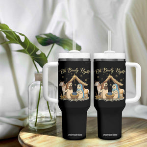Funny Christmas Bowling Tumbler With Handle Oh Bowly Night Nativity Scene Bowling Pins - Print Your Wear