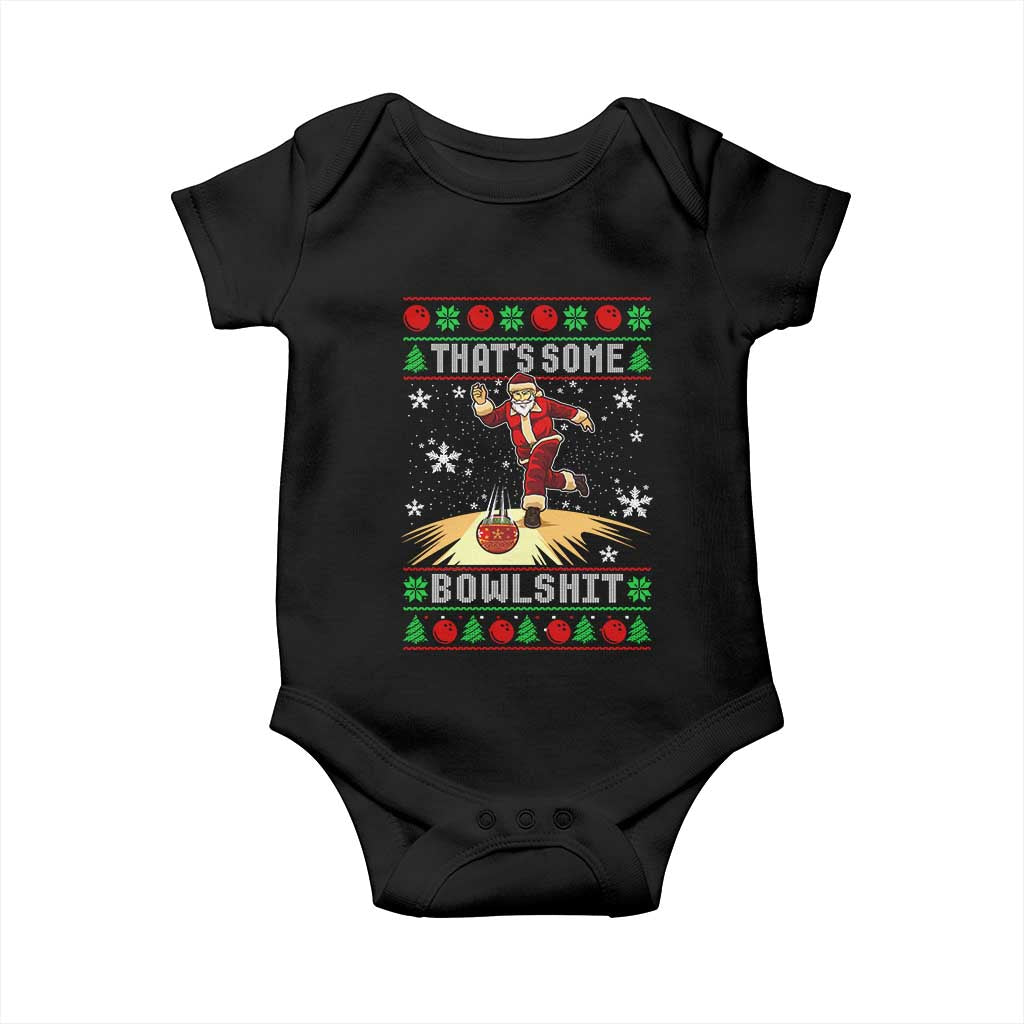 Funny Christmas Bowling Baby Onesie Thats Some Bowlshit Xmas Bowler Santa TS11 Black Print Your Wear