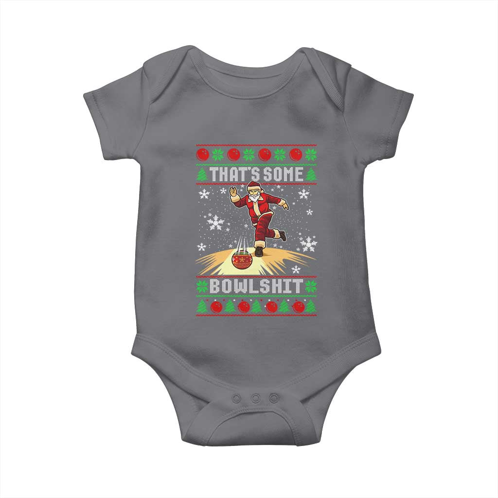 Funny Christmas Bowling Baby Onesie Thats Some Bowlshit Xmas Bowler Santa TS11 Charcoal Print Your Wear