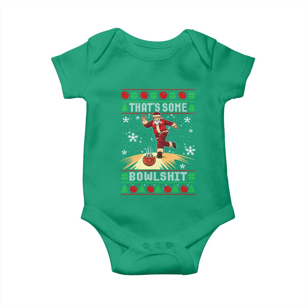 Funny Christmas Bowling Baby Onesie Thats Some Bowlshit Xmas Bowler Santa TS11 Irish Green Print Your Wear