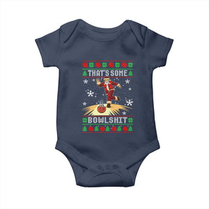 Funny Christmas Bowling Baby Onesie Thats Some Bowlshit Xmas Bowler Santa TS11 Navy Print Your Wear