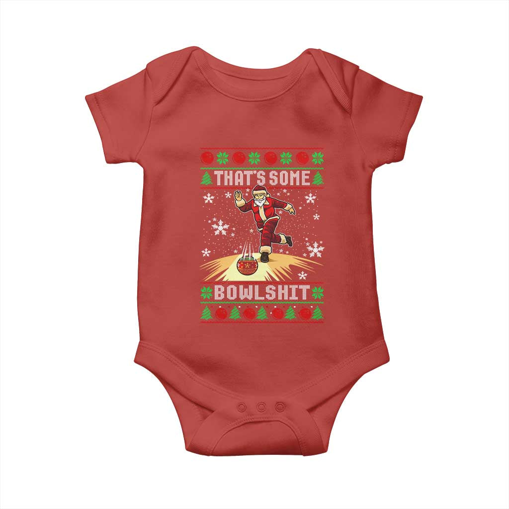Funny Christmas Bowling Baby Onesie Thats Some Bowlshit Xmas Bowler Santa TS11 Red Print Your Wear