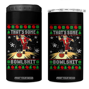 Funny Christmas Bowling 4 in 1 Can Cooler Tumbler Thats Some Bowlshit Xmas Bowler Santa - Print Your Wear