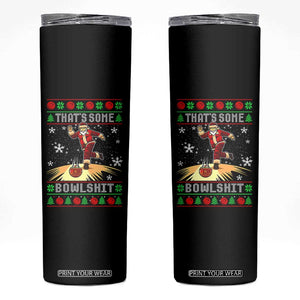 Funny Christmas Bowling Skinny Tumbler Thats Some Bowlshit Xmas Bowler Santa - Print Your Wear