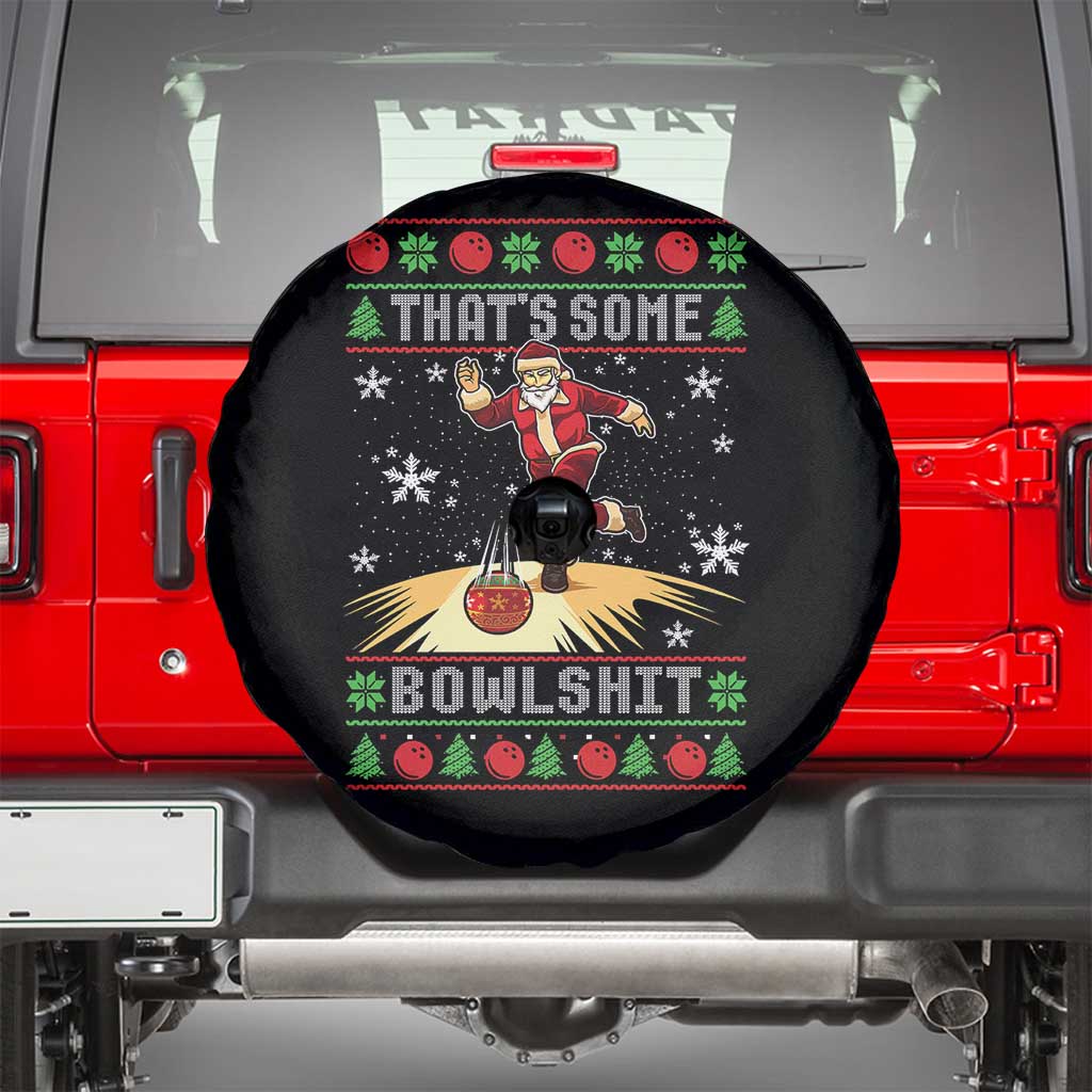 Funny Christmas Bowling Spare Tire Cover Thats Some Bowlshit Xmas Bowler Santa TS11 Black Print Your Wear