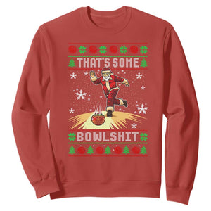 Funny Christmas Bowling Sweatshirt Thats Some Bowlshit Xmas Bowler Santa TS11 Red Print Your Wear
