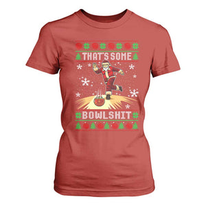 Funny Christmas Bowling T Shirt For Women Thats Some Bowlshit Xmas Bowler Santa TS11 Red Print Your Wear