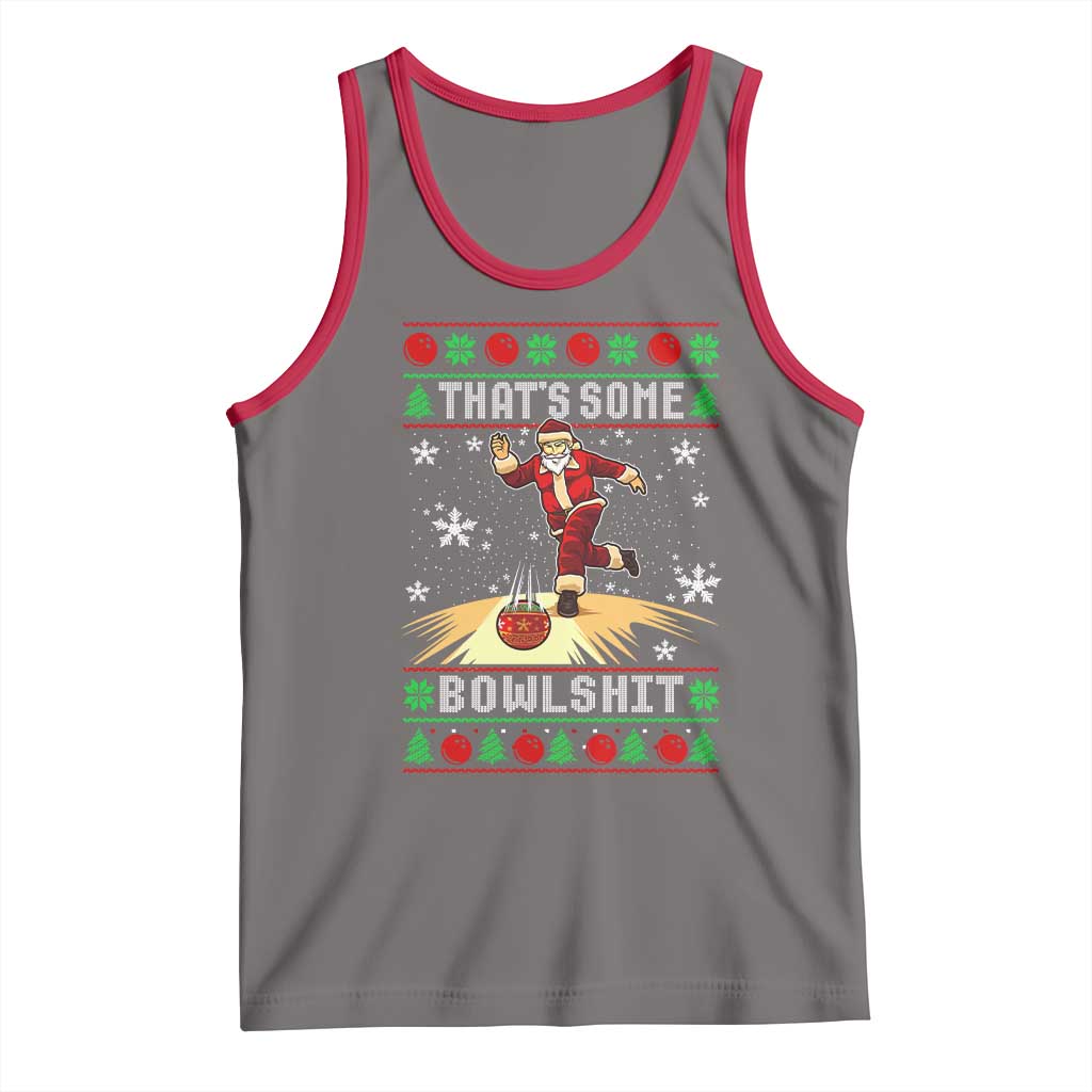 Funny Christmas Bowling Tank Top Thats Some Bowlshit Xmas Bowler Santa TS11 Deep Heather Red Print Your Wear