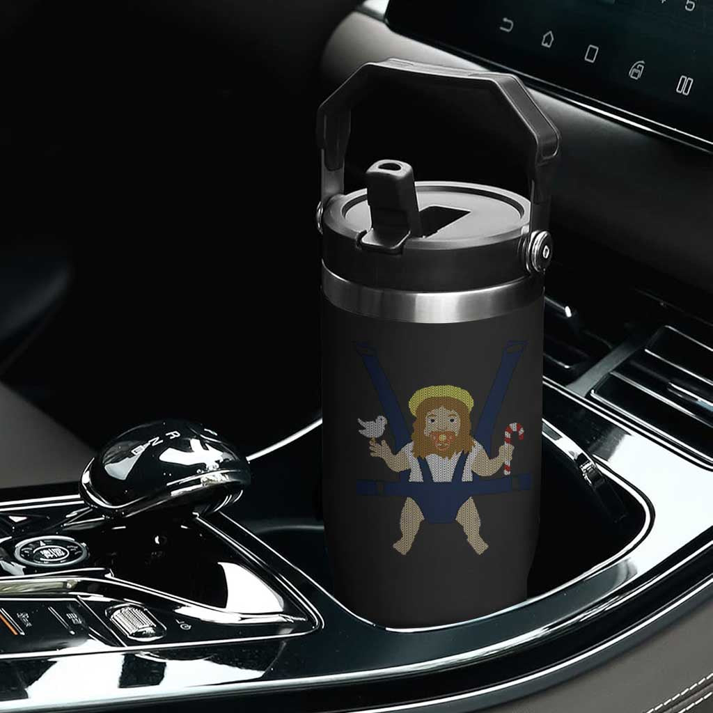 Funny Christmas Baby Jesus Flip Straw Tumbler Xmas Christian Little Boy - Print Your Wear