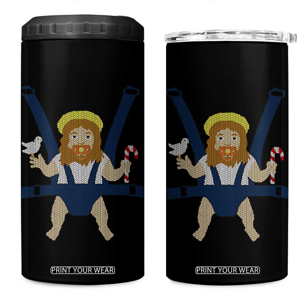 Funny Christmas Baby Jesus 4 in 1 Can Cooler Tumbler Xmas Christian Little Boy - Print Your Wear