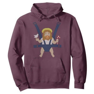 Funny Christmas Baby Jesus Hoodie Xmas Christian Little Boy TS11 Maroon Print Your Wear