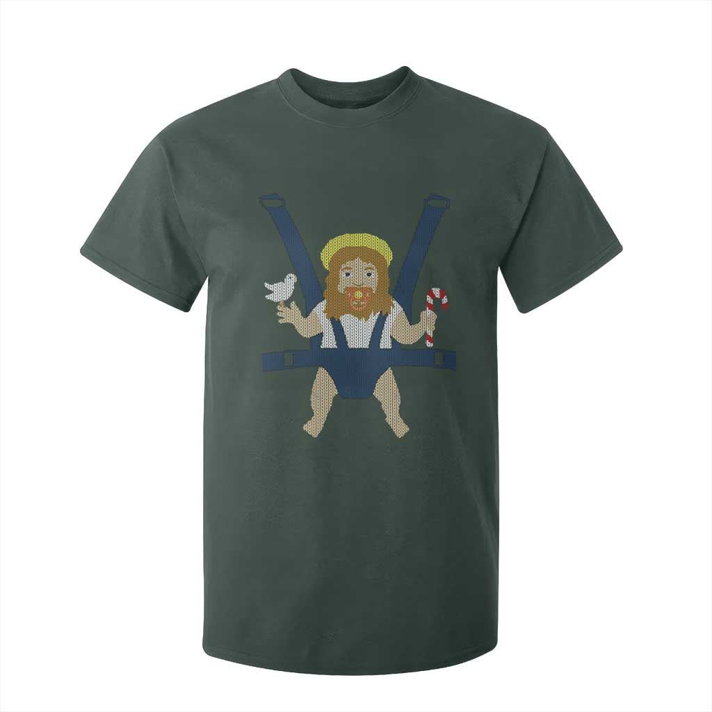 Funny Christmas Baby Jesus T Shirt For Kid Xmas Christian Little Boy TS11 Dark Forest Green Print Your Wear