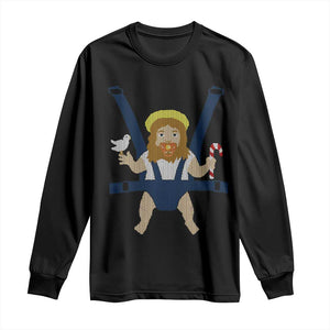 Funny Christmas Baby Jesus Long Sleeve Shirt Xmas Christian Little Boy TS11 Black Print Your Wear