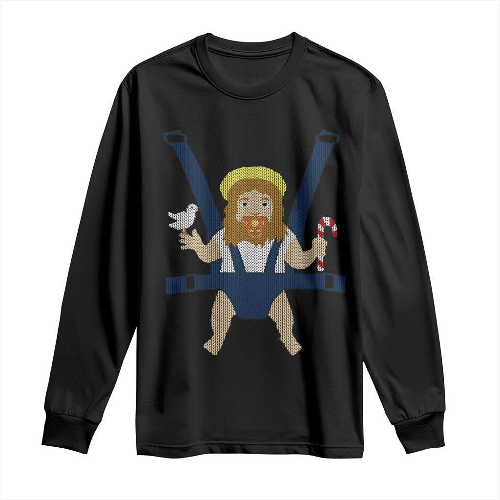 Funny Christmas Baby Jesus Long Sleeve Shirt Xmas Christian Little Boy TS11 Black Print Your Wear