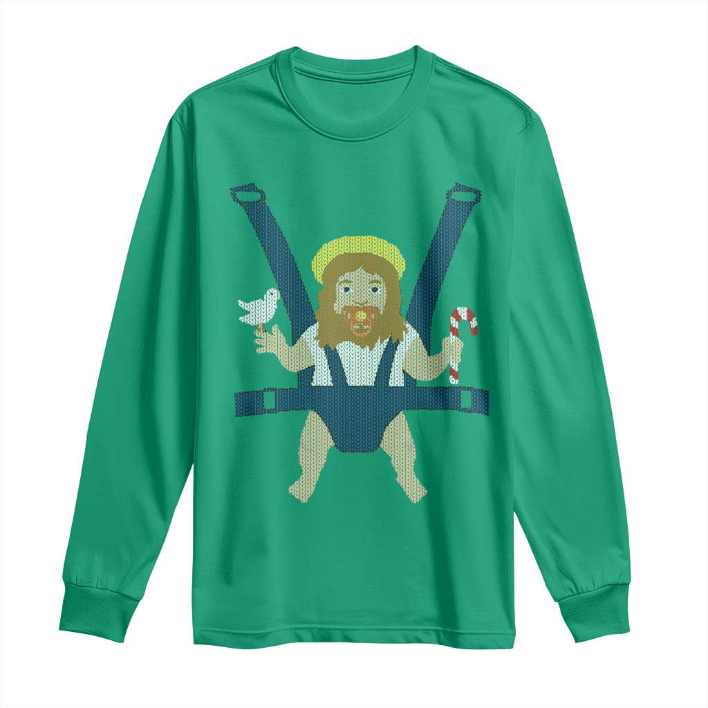 Funny Christmas Baby Jesus Long Sleeve Shirt Xmas Christian Little Boy TS11 Irish Green Print Your Wear