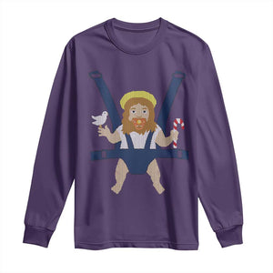 Funny Christmas Baby Jesus Long Sleeve Shirt Xmas Christian Little Boy TS11 Purple Print Your Wear