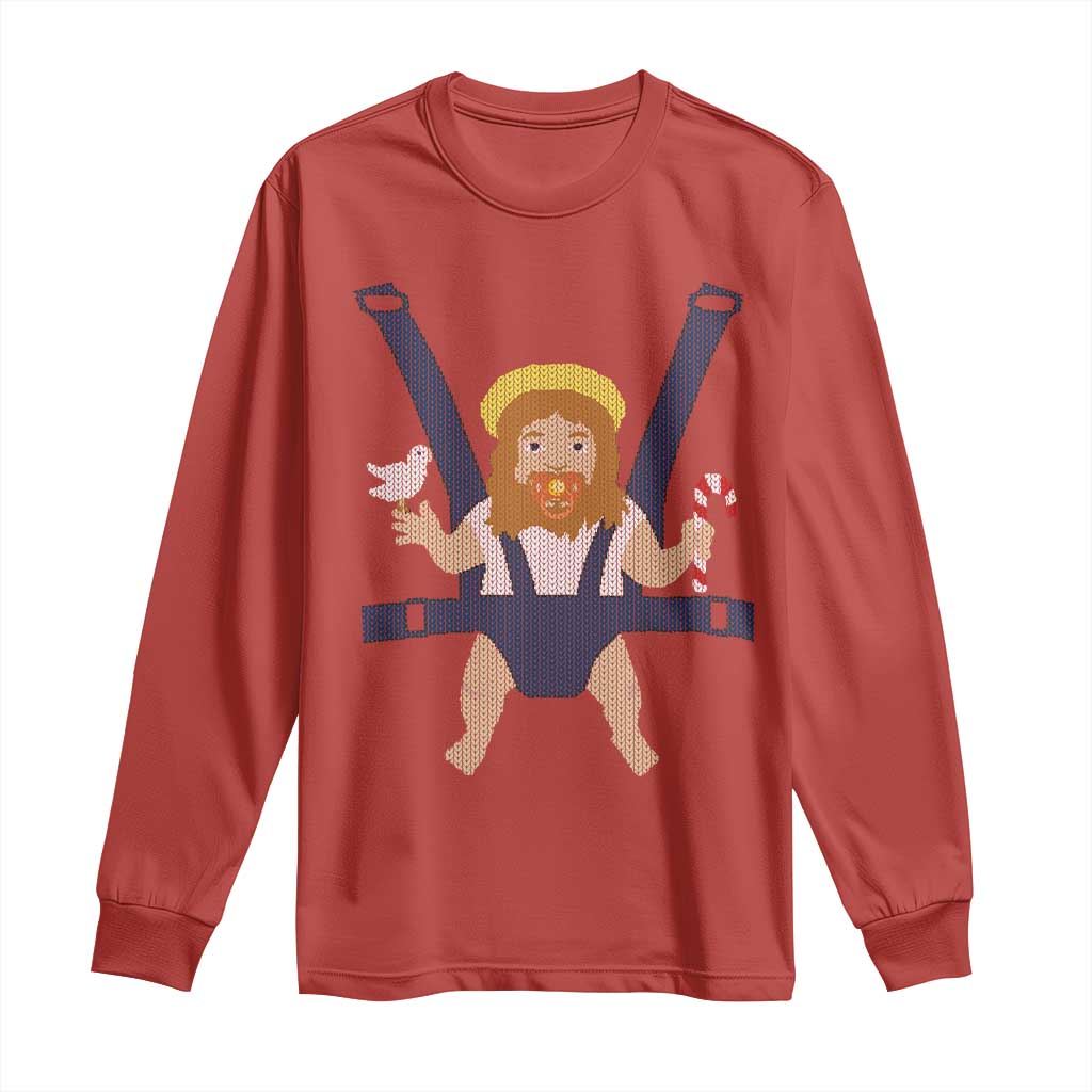 Funny Christmas Baby Jesus Long Sleeve Shirt Xmas Christian Little Boy TS11 Red Print Your Wear