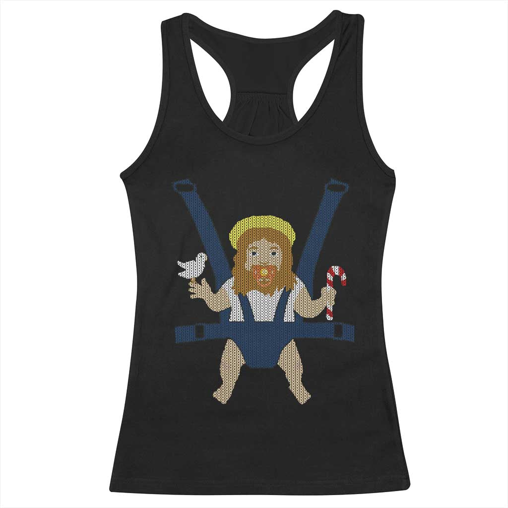 Funny Christmas Baby Jesus Racerback Tank Top Xmas Christian Little Boy TS11 Black Print Your Wear