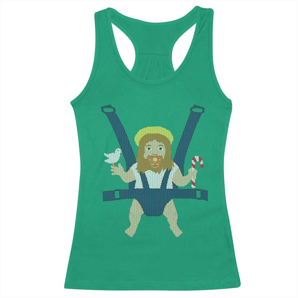 Funny Christmas Baby Jesus Racerback Tank Top Xmas Christian Little Boy TS11 Irish Green Print Your Wear