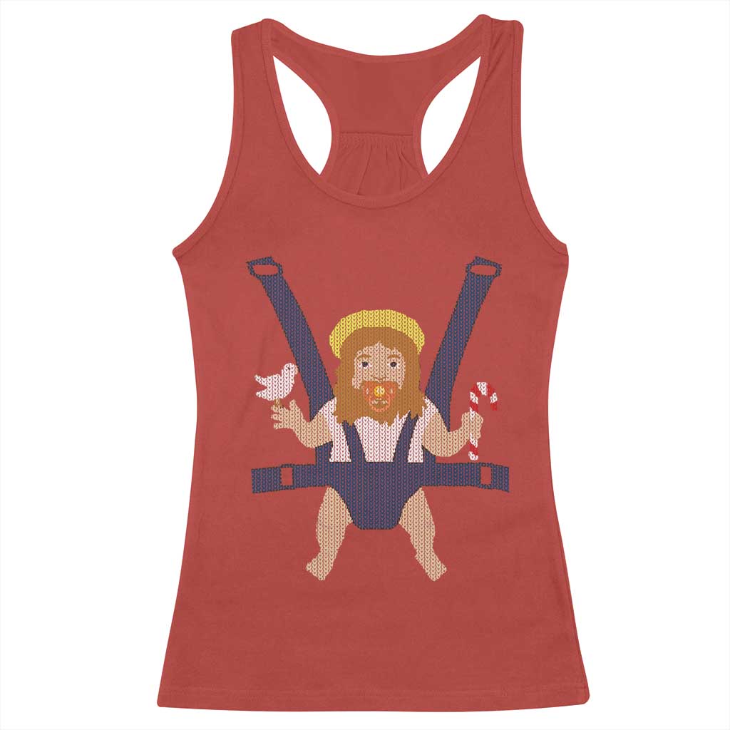 Funny Christmas Baby Jesus Racerback Tank Top Xmas Christian Little Boy TS11 Red Print Your Wear