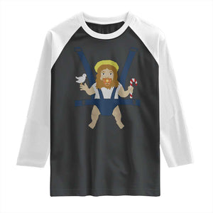 Funny Christmas Baby Jesus Raglan Shirt Xmas Christian Little Boy TS11 Black White Print Your Wear
