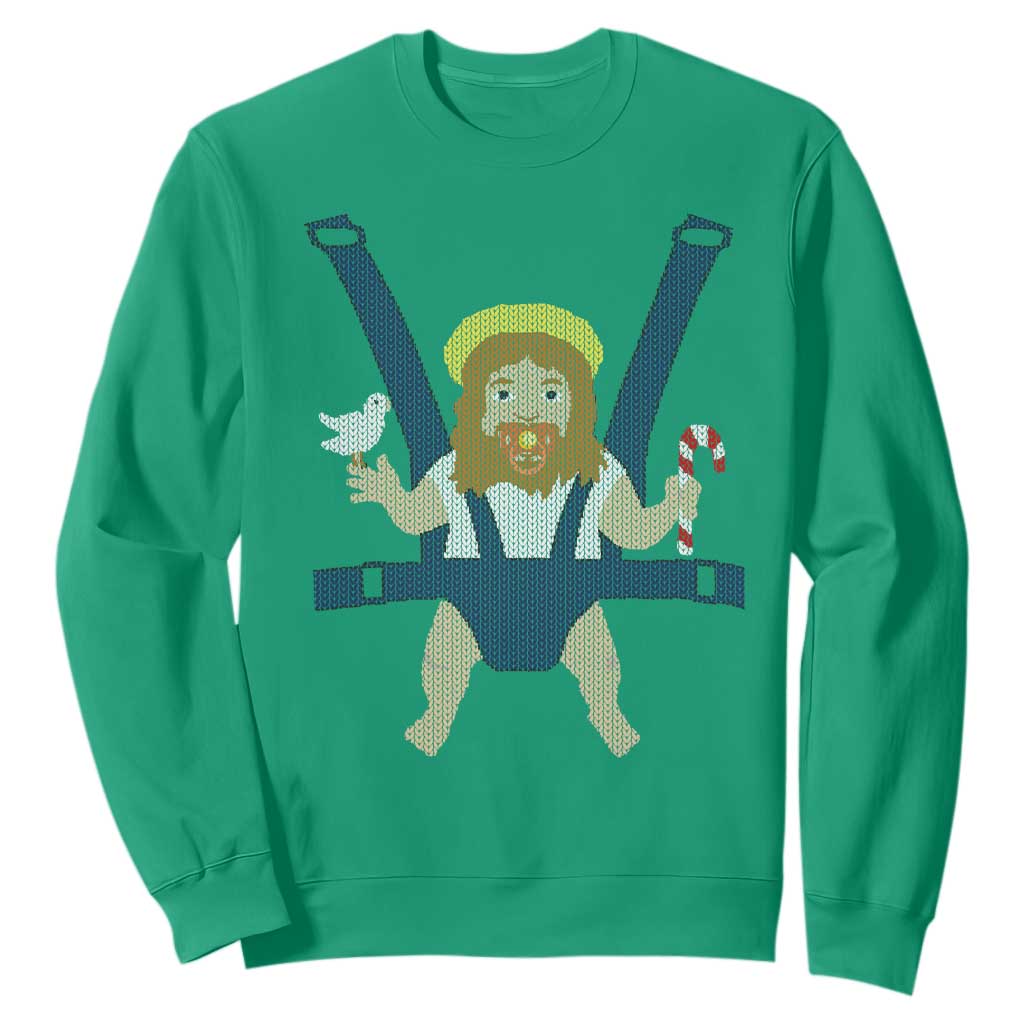 Funny Christmas Baby Jesus Sweatshirt Xmas Christian Little Boy TS11 Irish Green Print Your Wear