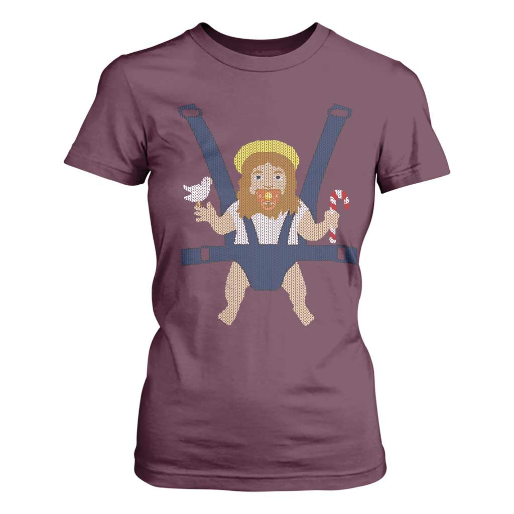 Funny Christmas Baby Jesus T Shirt For Women Xmas Christian Little Boy TS11 Maroon Print Your Wear