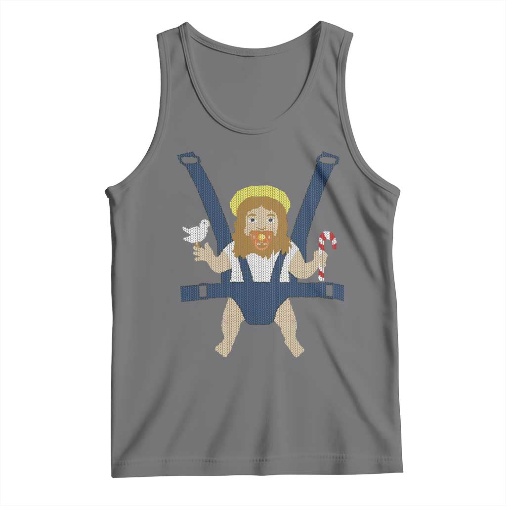 Funny Christmas Baby Jesus Tank Top Xmas Christian Little Boy TS11 Black Heather Print Your Wear