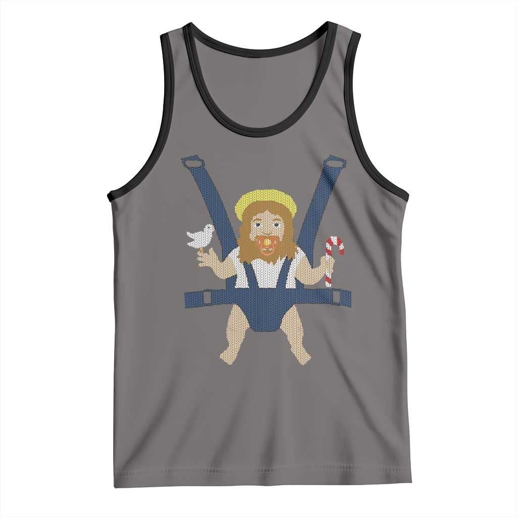 Funny Christmas Baby Jesus Tank Top Xmas Christian Little Boy TS11 Deep Heather Black Print Your Wear
