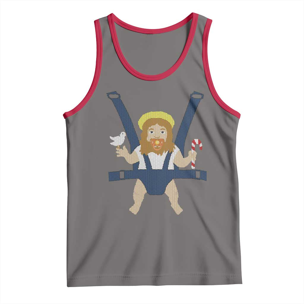 Funny Christmas Baby Jesus Tank Top Xmas Christian Little Boy TS11 Deep Heather Red Print Your Wear