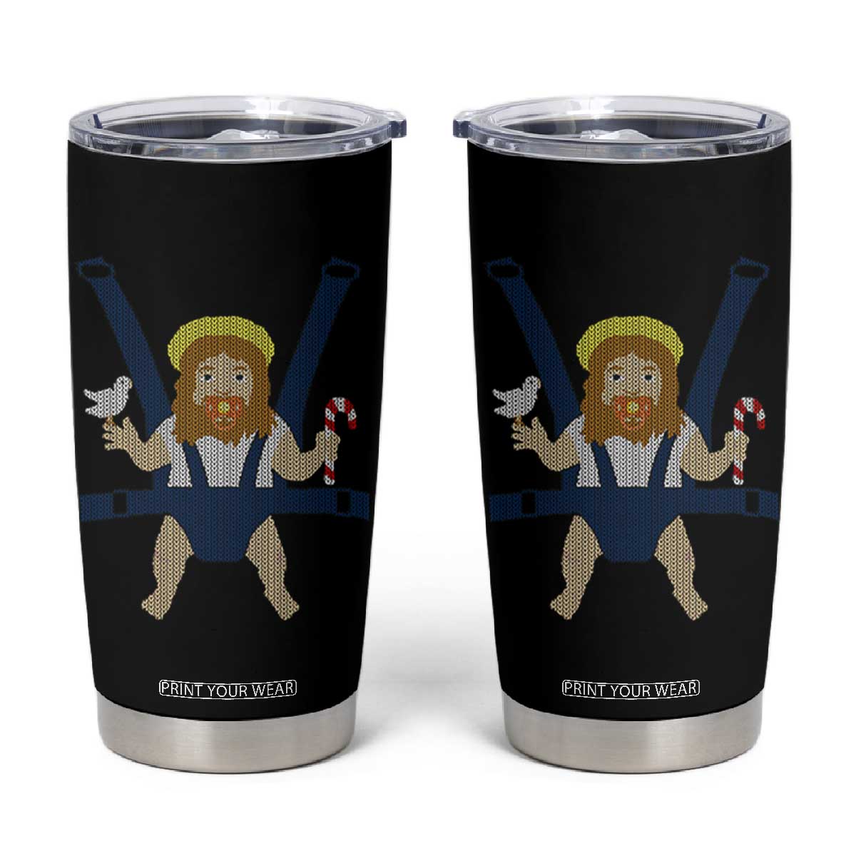 Funny Christmas Baby Jesus Tumbler Cup Xmas Christian Little Boy TS11 Black Print Your Wear