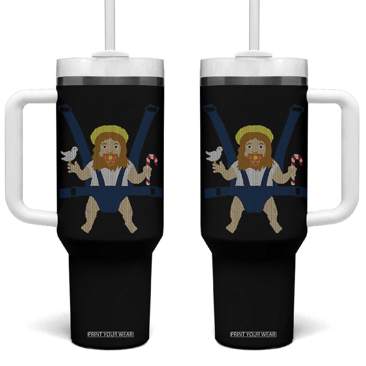Funny Christmas Baby Jesus Tumbler With Handle Xmas Christian Little Boy - Print Your Wear