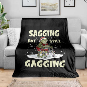 Funny Sagging But Still Gagging Christmas Frog Throw Blanket Funny Cringe Meme Gag Humor TS11 Print Your Wear