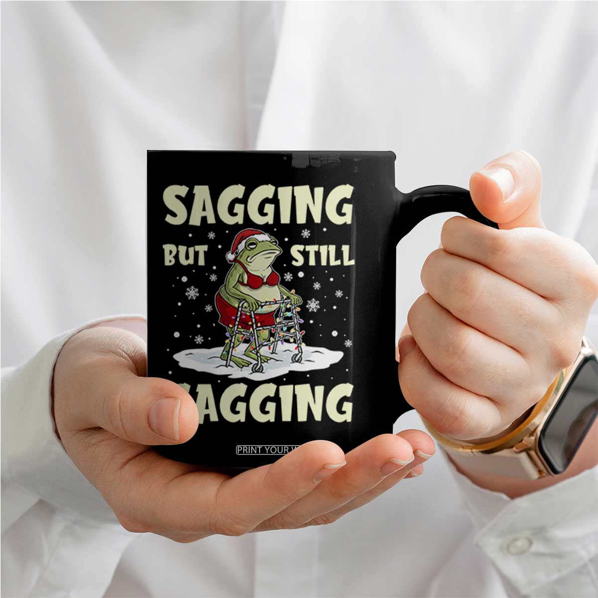 Funny Sagging But Still Gagging Christmas Frog Coffee Mug Funny Cringe Meme Gag Humor TS11 Print Your Wear