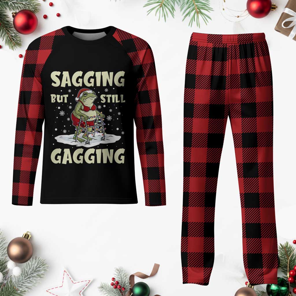 Funny Sagging But Still Gagging Christmas Frog Plaid Pajama Set Funny Cringe Meme Gag Humor TS11 Buffalo Plaid Print Your Wear