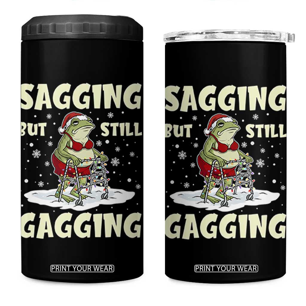 Funny Sagging But Still Gagging Christmas Frog 4 in 1 Can Cooler Tumbler Funny Cringe Meme Gag Humor TS11 One Size: 16 oz Black Print Your Wear