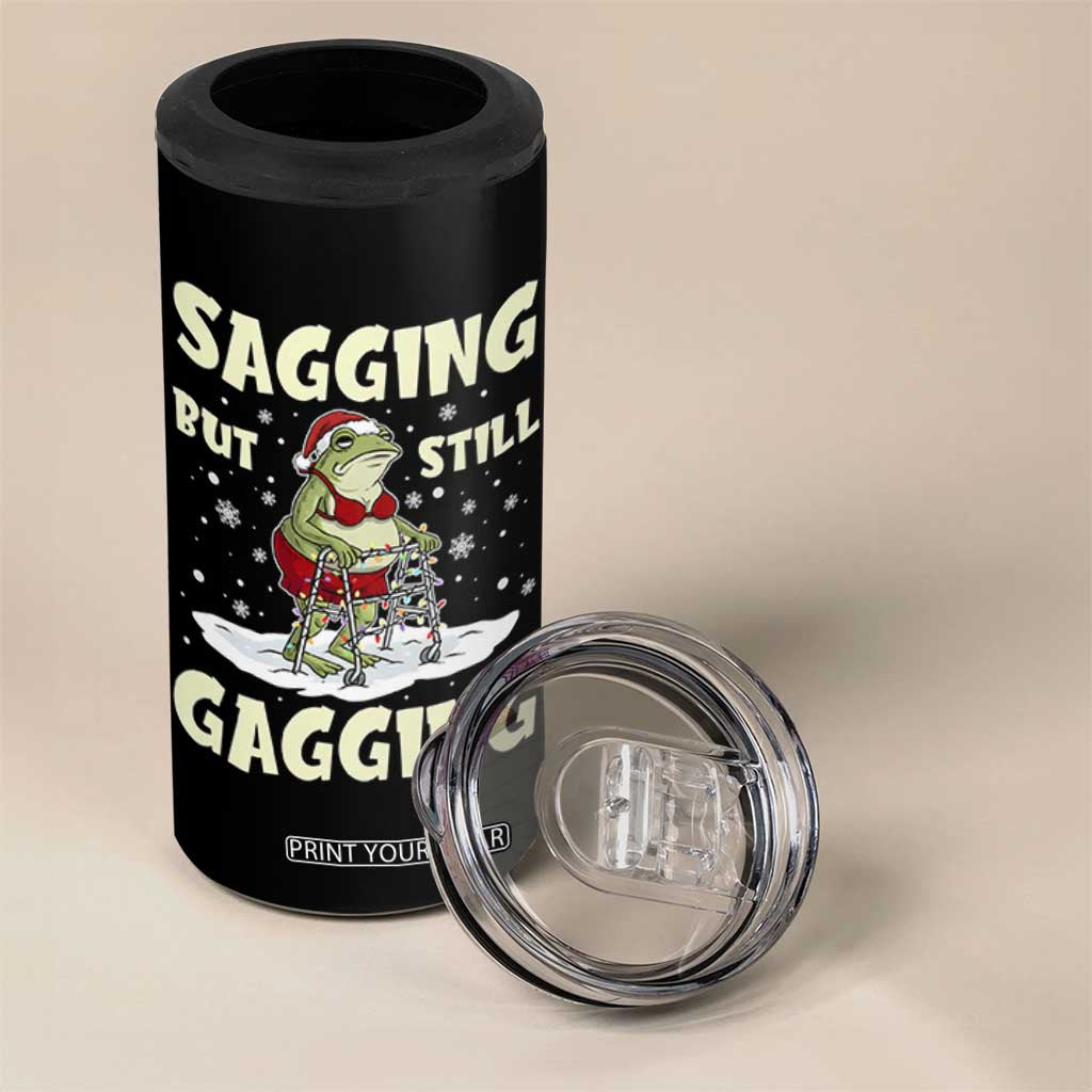 Funny Sagging But Still Gagging Christmas Frog 4 in 1 Can Cooler Tumbler Funny Cringe Meme Gag Humor TS11 Print Your Wear
