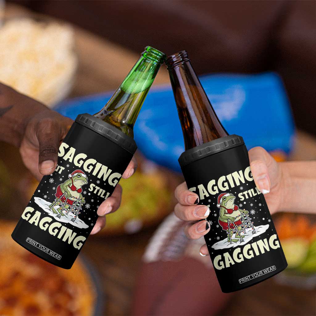Funny Sagging But Still Gagging Christmas Frog 4 in 1 Can Cooler Tumbler Funny Cringe Meme Gag Humor TS11 Print Your Wear