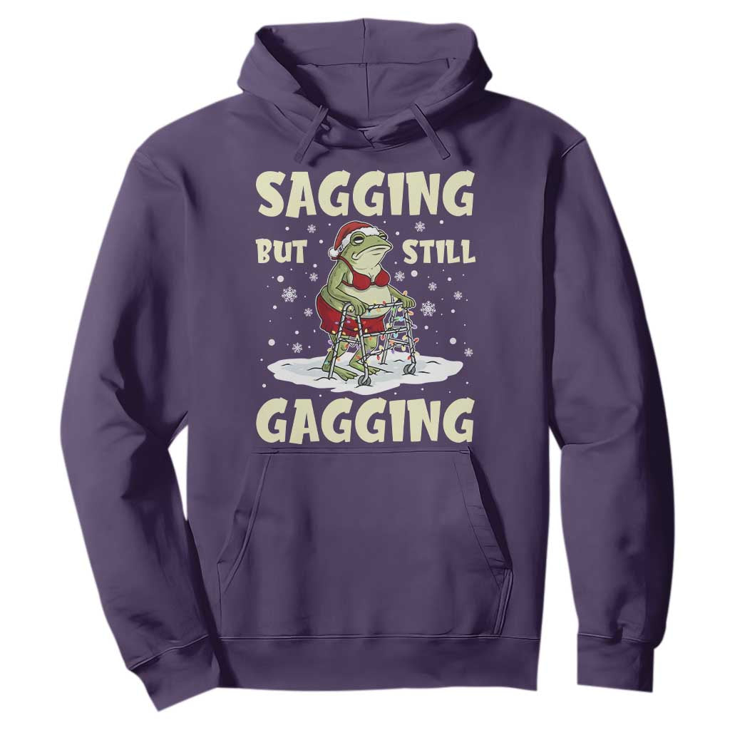 Funny Sagging But Still Gagging Christmas Frog Hoodie Funny Cringe Meme Gag Humor TS11 Purple Print Your Wear
