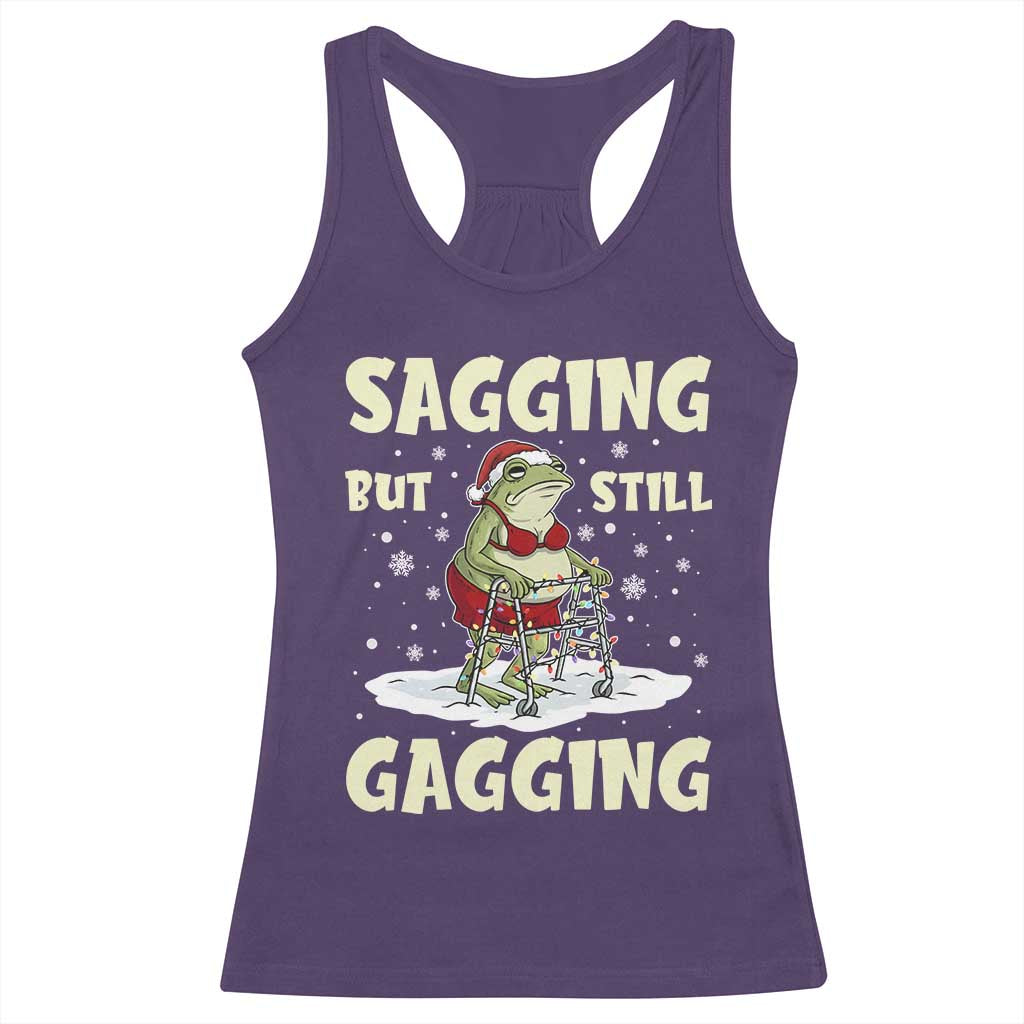 Funny Sagging But Still Gagging Christmas Frog Racerback Tank Top Funny Cringe Meme Gag Humor TS11 Purple Print Your Wear