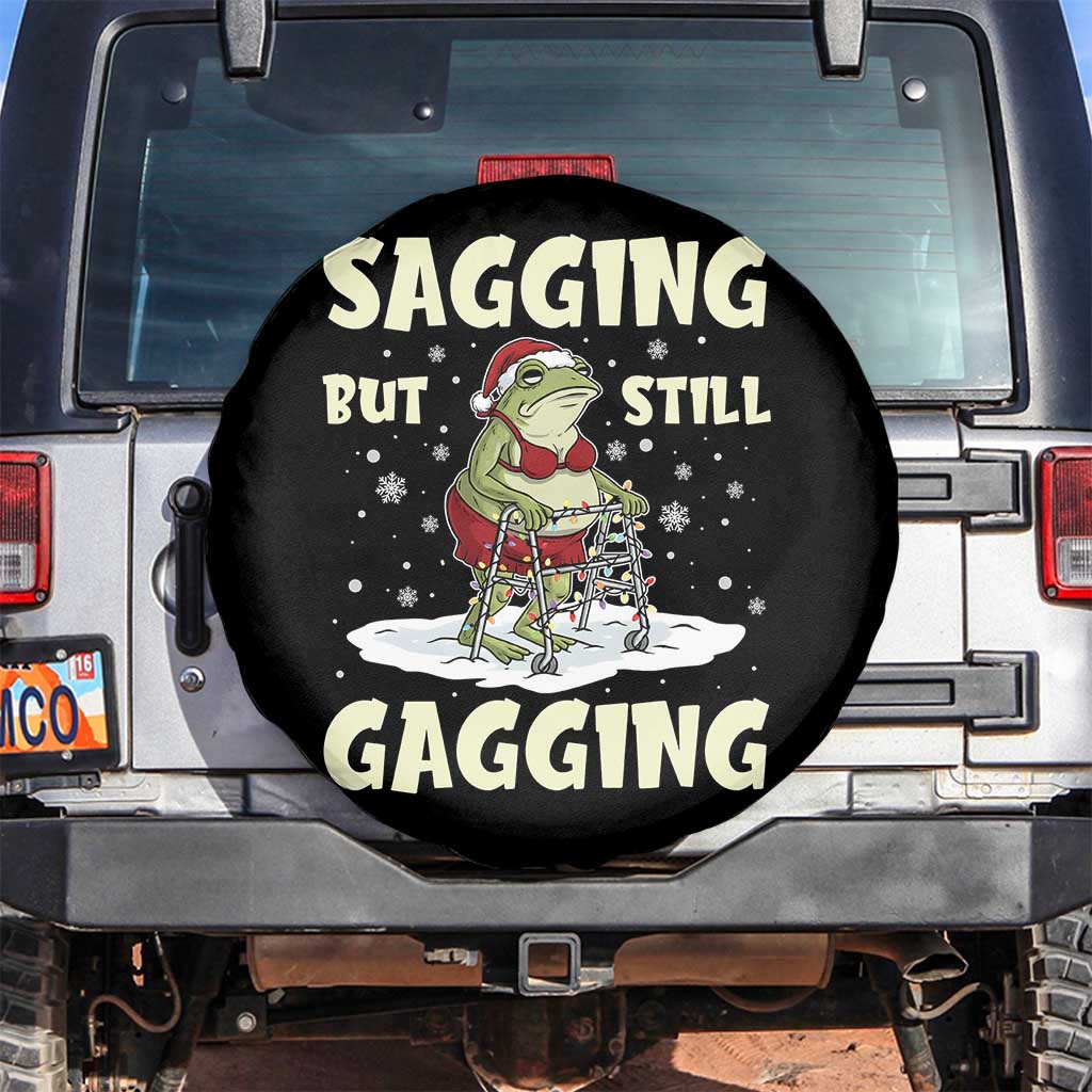 Funny Sagging But Still Gagging Christmas Frog Spare Tire Cover Funny Cringe Meme Gag Humor TS11 No hole Black Print Your Wear