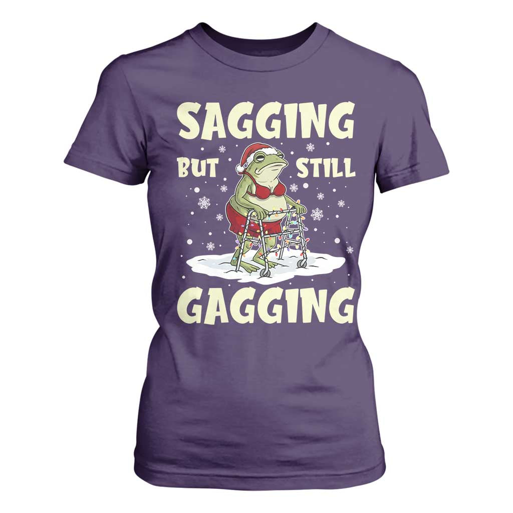 Funny Sagging But Still Gagging Christmas Frog T Shirt For Women Funny Cringe Meme Gag Humor TS11 Purple Print Your Wear