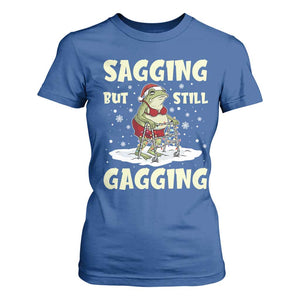 Funny Sagging But Still Gagging Christmas Frog T Shirt For Women Funny Cringe Meme Gag Humor TS11 Royal Blue Print Your Wear