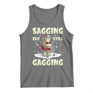 Funny Sagging But Still Gagging Christmas Frog Tank Top Funny Cringe Meme Gag Humor TS11 Black Heather Print Your Wear