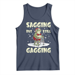 Funny Sagging But Still Gagging Christmas Frog Tank Top Funny Cringe Meme Gag Humor TS11 Navy Print Your Wear