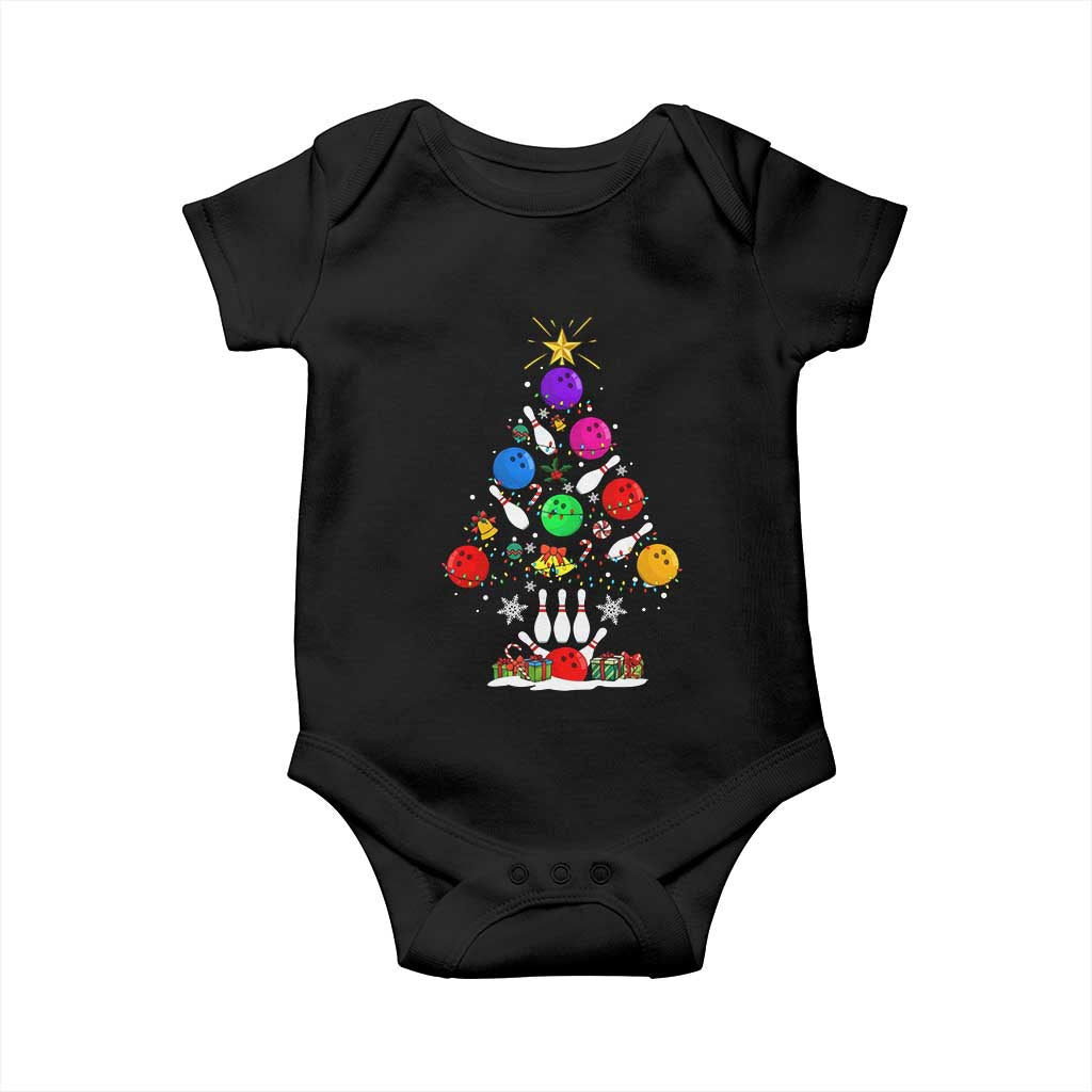 Funny Bowling Christmas Tree Lights Xmas Bowler Baby Onesie TS11 Black Print Your Wear