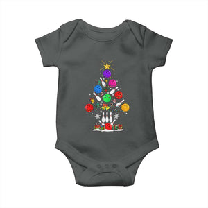 Funny Bowling Christmas Tree Lights Xmas Bowler Baby Onesie TS11 Dark Heather Print Your Wear
