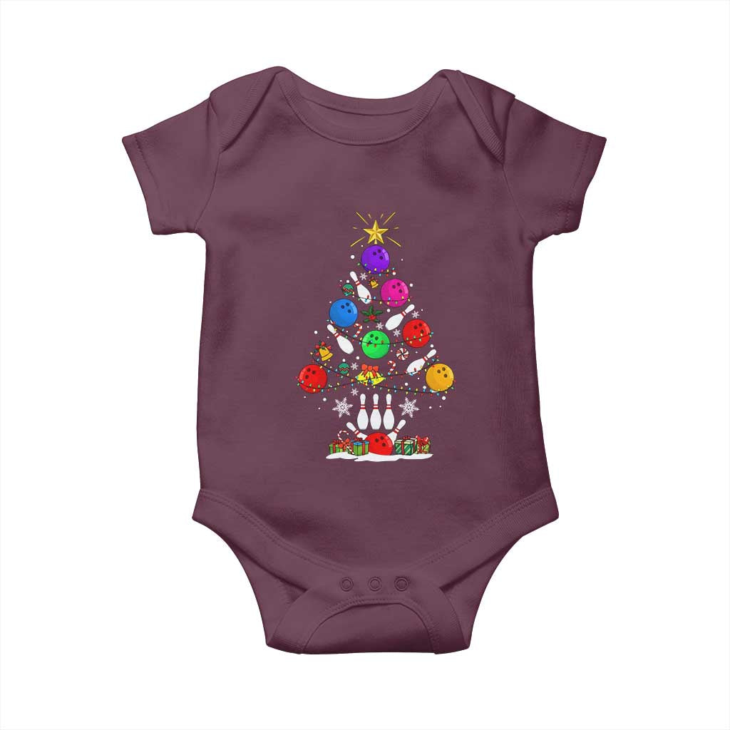 Funny Bowling Christmas Tree Lights Xmas Bowler Baby Onesie TS11 Maroon Print Your Wear
